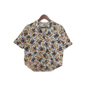 Vintage Lady Manhattan Shirt 50s 60s Button Up Collar Blouse Roses Cotton B44 L